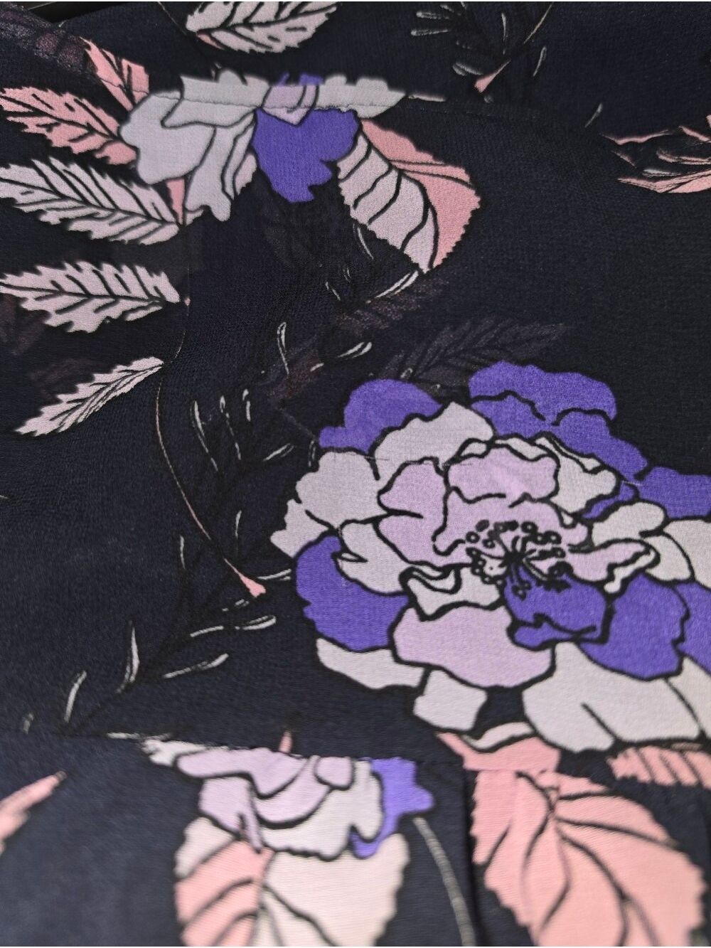 Lane Bryant Black Floral Blouse Size 14 - Picture 4 of 9